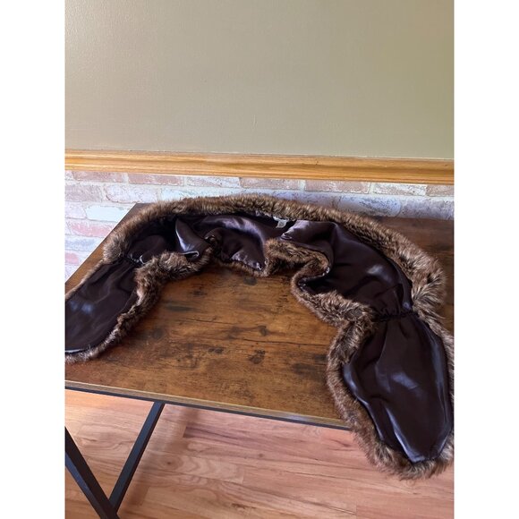Faux Fur Stole Scarf By Pins And Needles Brown Polyester Lining - Picture 4 of 11